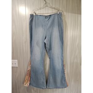 Women's Bell Bottom Hippie Jeans Size 16 Hi Rise Stretch Boho Peasant